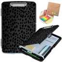 Clipboard with Storage, Heavy Duty Plastic Storage Clipboard with Low Profile Clip, Teacher Must Haves, Office Supplies, Black Leopard Print