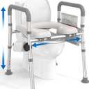 HOMLAND Toilet Seat Riser for Seniors with Adjustable Height & Width, 400lb | Padded Seat, Durable Aluminum Frame, Slip-Resistant Feet, Handicap Elevated Raised Toilet Seat for Elderly, Fit Most Toilet