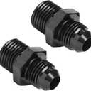 Metric M16x1.5 to 6AN Male Flare Adapter Fuel Fitting Straight Aluminum Black, Pack of 2