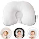 Baby Head Pillow Upgraded Flat Head Pillow, Baby Neck Support for Carseat Soft and Breathable Ergonomic Design, White