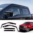 Extended Visor Rain Guards Compatible with 2015+ F150 2017+ Raptor F-250 F-350 F-450 F-550 Super Duty SuperCrew Front and Rear in-Channel Window Visors Wind Deflectors 4PCS Accessories