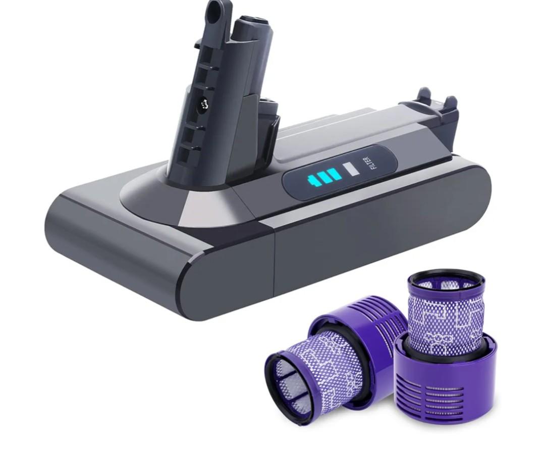 Biswaye Upgraded 25.2V 5.0Ah V10 Replacement Battery Compatible with Dyson Cyclone V10 SV12, V10 Animal, V10 Absolute, V10 Allergy Cordless Vacuum Batteries, Comes with 2 Filters