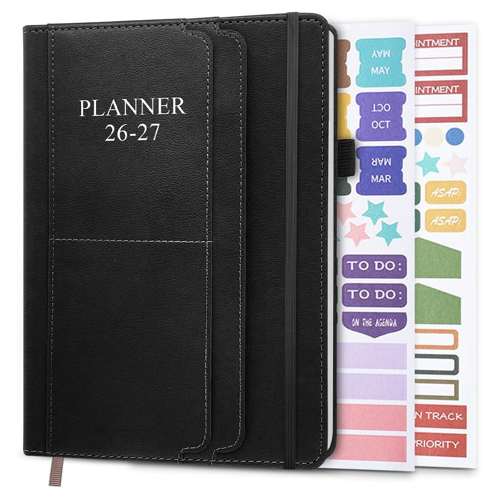 2026-2027 Planner - Weekly & Monthly Planner Runs from January 2026 to June 2027, 5.8" x 8.25", 18 Month Planners, 14 Notes Pages, Inner Pocket, PU Leather Hard Cover, Brown Monthly Planners 2026-2027