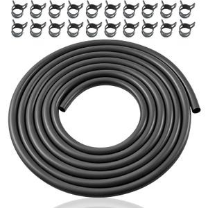 KIKITE 10 Feet 1/4 Inch ID Fuel Line Hose Compatible with Briggs & Stratton Kohler Kawasaki Small Gas Diesel Engines Mowers and Generators Rubber Fuel Hose with 20 Clamps