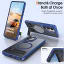 Misscase Case for Samsung Galaxy S26 with Stand, Compatible with MagSafe, Military Grade Drop Protection, Slim Translucent Matte Scratch & Slip Resistant Bumper Cover (6.3"), Blue