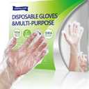 100 Pcs Disposable Food Prep Gloves, Clear Polyethylene, Lightweight Textured Grip, For Food Service, Kitchen Cooking, Baking, Grilling, Serving & Restaurants