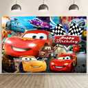 Wall Decor Backdrop for Cars Themed Birthday Decorations, Cars Themed Banner for Kids Birthday Party Supplies (5x3ft)