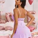 Avidlove Women Nightgown Sexy Sleepwear Lace Chemise V-neck Modal Babydoll Lounge Dress (Purple, S)