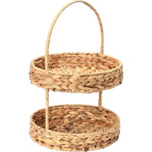 Household Essentials Water Hyacinth 2-Tier Tray, Natural
