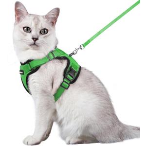 rabbitgoo Cat Harness and Leash for Walking, Escape Proof Soft Adjustable Vest Harnesses for Cats, Easy Control Breathable Reflective Strips Jacket, Grass Green,M