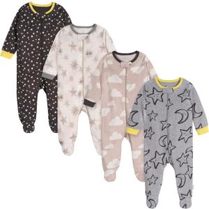 Onesies Brand Unisex Baby 4-Pack Sleep 'N Play Footies Multi Pack (Gray)