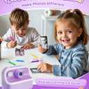 Instant Camera, Front Rear Dual Selfie Kids Camera with 1080P Videos, Holiday Birthday Gifts for Kids Age 3-12, Toddler Portable Travel Print Digital Camera Toy for 4 5 6 7 8 9 Year Boys Girls