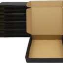 24 Pack 13x10x2 Inches Black Shipping Boxes3 Layers Corrugated Cardboard Box, Mailer Boxes for Packaging Mailing Gifts Digest Book Giving Products Wrap Boxes with Lids (13''x10''x2'')