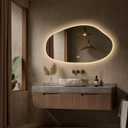 Keonjinn Irregular LED Mirror for Bathroom 55 x 30 Inch, Tempered Glass