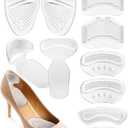 10PCS High Heel Comfort Pad Inserts, Silicone Shoe Cushion Insoles Heel Grips Liner Metatarsal Pads for Women Shoes Too Big, Prevent Rubbing Blisters, Self Adhesive, Clear