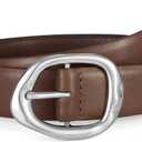 WHIPPY Leather Belt for Women Casual Waist Belt with Gold Buckle Fashion Ladies Belt for Jeans Pants Dress (Size: M: Fit Waist Size 31"-35", Brown)