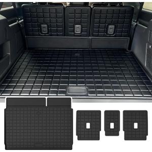 Cargo Mat with Backrest Protection for 2025 Ford Expedition MAX, TPE All Weather Protection Cargo Liner with Velcro Rear Seats Backrest car Accessories-Black