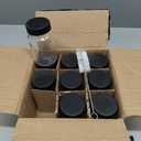 2 oz Glass Shot Bottles Black Lids & 24 Labels And Brush-Small Clear Jar for Ginger,Juice, Sample, Whiskey-Travel Essentials Mini Bottles-Wide Mouth, Leakproof,Wellness Shot,Dishwasher Safe (9)