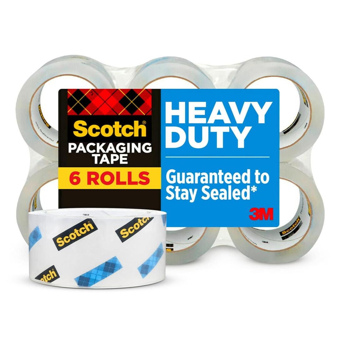 Scotch Heavy Duty Packaging Tape, 1.88" x 54.6 yd, Designed for Packing, Shipping and Mailing, Strong Seal on All Box Types, 3" Core, Clear, 4 Rolls (3850-6)