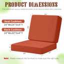 Outdoor Deep Seat Cushion Set, 24 x 24 Inch Waterproof and Fade Resistant Patio Furniture Cushion Backrest with Ties for Patio Garden Yard and Balcony (Spice-2Pcs, 24x24Inch)