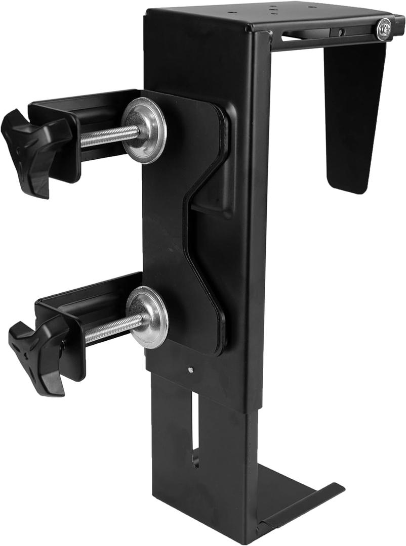 VIVO Adjustable Clamp-on Desk Leg PC Mount, Under Desk PC Mount, Computer Case CPU Holder with Tool-Free Installation, Black, MOUNT-PC01C