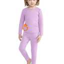 VZV 4T Toddler Thermal Set Thermal Underwear for Kids Fleece Lined Toddler Base Layer Long Johns for Kids Boys Girls Purple