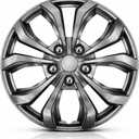 Universal Hubcaps for Steel Wheels, Snap-On Wheel Covers with Adjustable Steel Retaining Ring, Durable ABS, Patent Design (Gunmetal Gray, 14-inch)