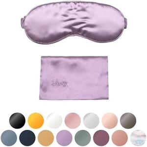 Blissy Silk Sleep Mask - Silk Eye Sleeping Mask for Women & Men for Total Blackout - 100% Pure Mulberry Silk, 22 Momme 6a Fibers - Blindfold Silk Sleep Mask Side Sleeper Eye Cover (Lavender)