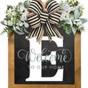 16'' Personalized Last Name Welcome Sign, Door Wreaths for Front Door Outside, Spring Wreath for Front Door Decor, Farmhouse New Home Gifts for Home (E)