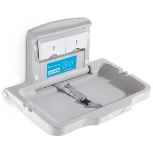 Baby Changing Station Wall Mounted Baby Changing Table Foldable Diaper Changing Unit Commercial Restrooms Horizontal HDPE Meterial with Safrty Strap White Gray (Horizontal+Wipe case)