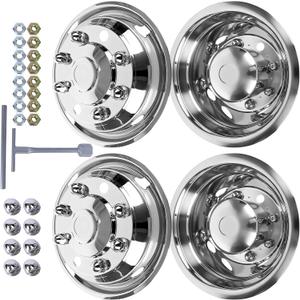 hightall 19.5 Wheel Simulators 8 Lug,Stainless Steel Hubcaps, Compatible with 90-10,19-25 Chevy/GMC C4500/C5500/C6500,90-25 F650,90-03 F600,90-25 International,20-25 Freightliner,04-25 Hino 258, 19.5For 1990-2025 F650/International (19.5“For 1990-2025 F650/International)