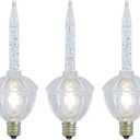 Novelty Lights Replacement Glitter Bubble Lights 3 Pack, Clear Liquid with Clear Bulbs and Bases, Vintage Glass Holiday Bulbs with Flowing Glittery Liquid, 5 Watts Each, C7/E12 Base