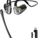 Qilian Open Ear Gaming Headphones | Wireless with Detachable Noise Canceling Mic for PC, PS4, PS5, Switch | Bluetooth/2.4Ghz USB/Type-C Connections | Upgraded 10H Battery & Lower Latency