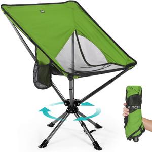 Swivel Portable Chair - Small Compact Collapsible Folding Chairs for Adults, Setup in 8 Seconds, Lightweight Outdoor Backpack Chair for Camping, Travel, Hiking, Beach, Support 300 LBS (Green)