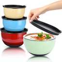 Bruntmor Double Wall Stainless Steel Mixing Bowls with Airtight Lids (Set of 4) Nesting Bowls for Space Saving Storage - Non-Slip Bottoms for Stability - Mixing Bowl Set For Cooking