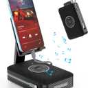 TechGlow Foldable Cellphone Stand with Bluetooth Speaker and Charging Function Built-in Cables Birthday Gifts for Men Women Mother Father Boy Girl Teens Stocking Stuffers for Adults