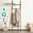 Blanket Ladder for the Living Room 6-Tier, Wooden Decorative Quilt Holder for Bed room, Wall-Leaning Towel Rack for BathroomRustic Farmhouse Ladders for Display. (Dark Brown)