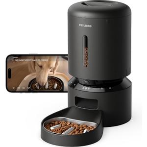 PETLIBRO Automatic Dog Feeder with Camera, Auto Cat Food Dispenser Slow Feeders Dogs Bowl, 1080P HD Video with Night Vision, 5G WiFi with 2-Way Audio, Stainless Steel Slow Food Tray (Black)