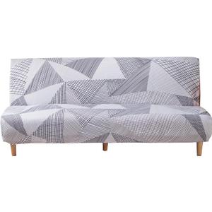 MIFXIN Armless Sofa Cover Futon Slipcover Stretch Spandex Washable Folding Sofa Bed Non-Armrest Couch Furniture Protector Slip Cover for Living Room Pets Kids (White Grey)