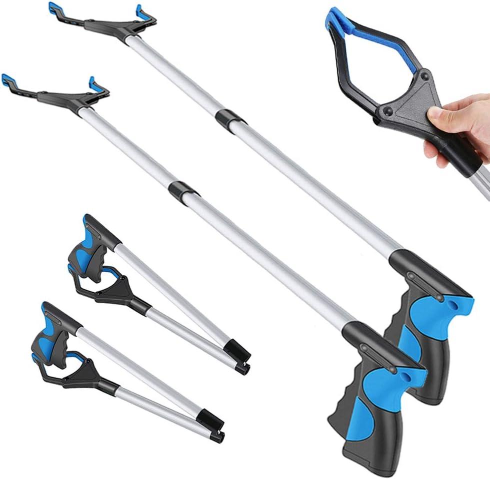 2-Pack Grabber Reacher Tool,32 Inch Extra Long Steel Foldable Pick Up Stick,90Rotating Anti-Slip Jaw, Trash Claw Grabber Tool, Hand Grabber for Reaching, Arm Extension for Elderly,Garden Nabber
