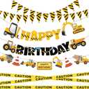 Construction Party Supplies Dump Truck Party Decorations Set with caution tape, construction pennant flags, Happy Birthday Banner, Vehicle Banner for Kids Birthday Party