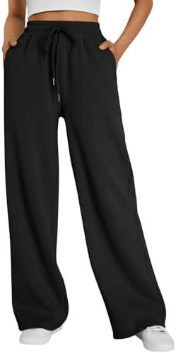 Trendy Queen Womens Wide Leg Fleece Lined Sweatpants Winter Baggy Lounge Travel Pants Fashion Outfits 2025 Joggers Clothes, S