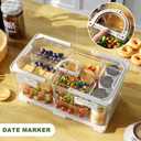 Large Snackle Box Container, Picnic Basket with Lid and Handle, 8 Big Compartment Clear Organizer Divided Serving Tray for Biscuit, Fruits, Charcuterie - Perfect for Travel, Picnic, Beach & Party