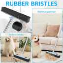 Rubber Broom Carpet Rake for Pet Hair Removal, Dog Hair Broom with 59" Adjustable Handle, Push Broom with Squeegee for Carpet, Hardwood Floor, Tile, Includes 1 Pet Hair Brush
