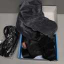 Travel Neck Pillow Stuffable with Clothes, Stuffable Neck Pillow for Travel, Packable Fillable Storage Bag for Airplane Travel, Soft Velvet Neck Pillow Case Cover (Dark Grey)