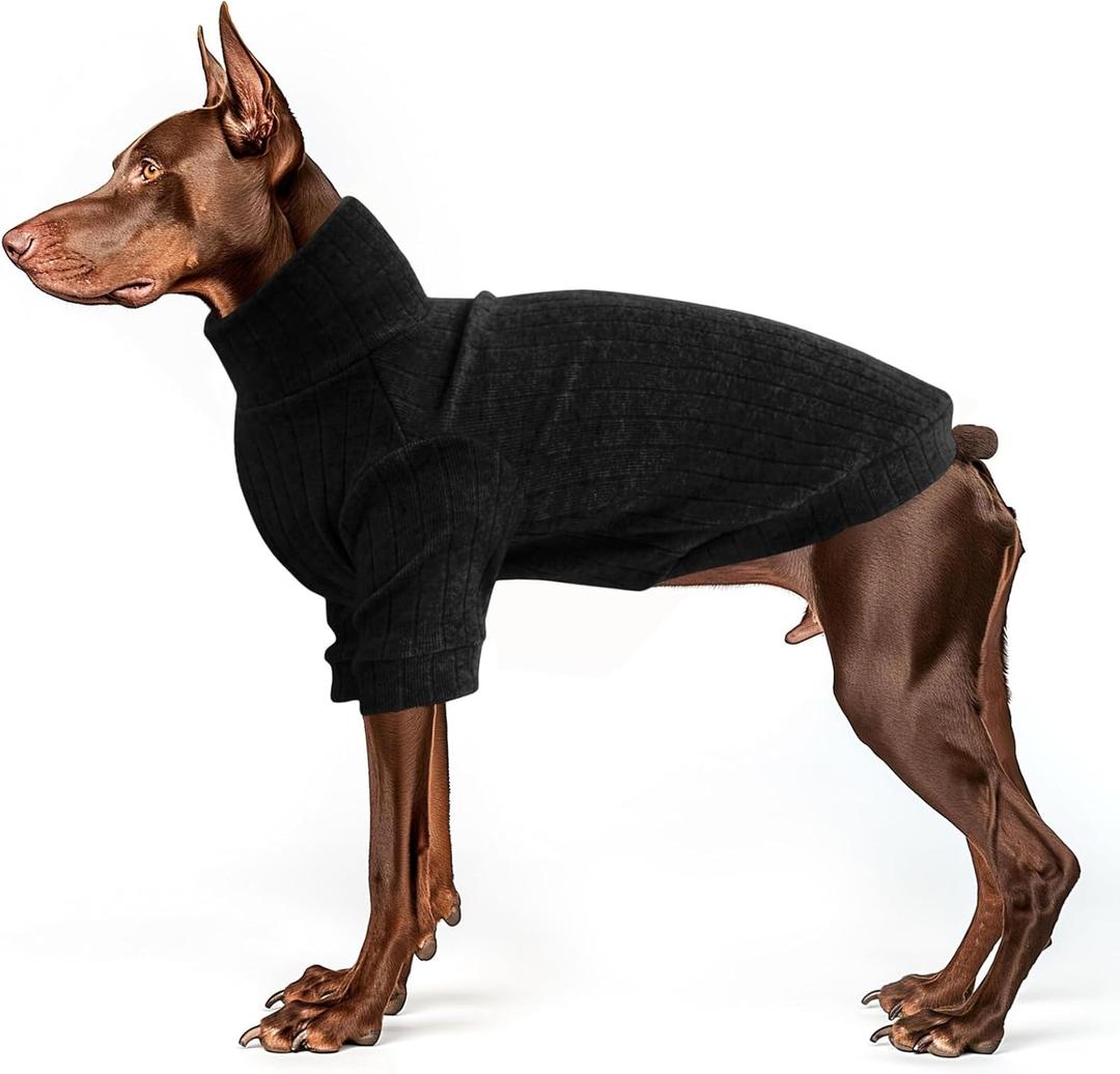 Dog Turtleneck Knitted Shirt Stretchy Pullover Sweater Winter Warm Puppy Clothes for Small Medium Dogs (Black)