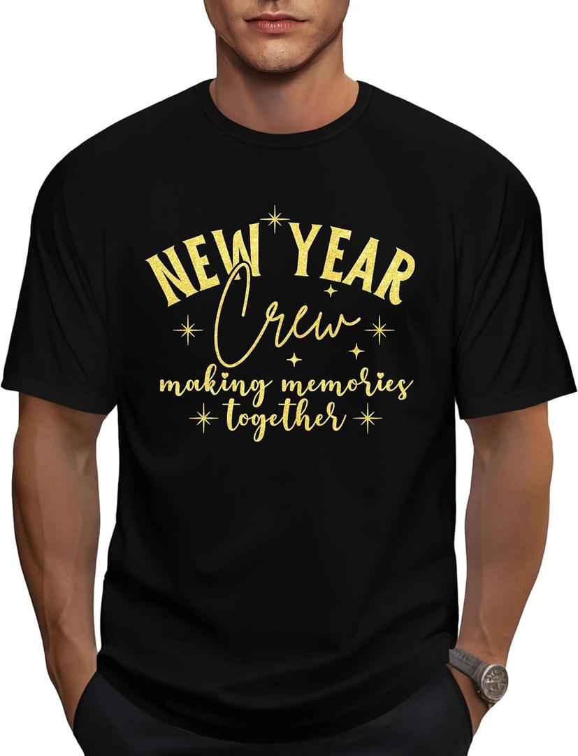 Happy New Year Shirt Mens 2026 New Year's Eve Party Countdown Family T-Shirt Christmas Holiday Short Sleeve Tops (XX-Large, Black)