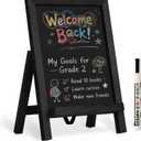 Magnetic Chalkboard Sign with Stand, 9.5" x 14" Tabletop Wooden Framed Chalk Board, Small Desktop Menu Board for Kitchen Vintage Wedding
