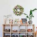 Summer Wreath 22-inch Faux White Morning Glory Pink Flower Green Leaf Wreath Front Door Porch Patio Decoration Wreaths Wedding Birthday Party Holiday Wreaths