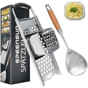 Spaetzle Maker, Premium Grade Stainless Steel Spaetzle Press and Spider Strainer, Efficient Homemade Spaetzle and Knoepfle, Dishwasher Safe Spaetzle Noodle Maker for Pots Up to 30 CM